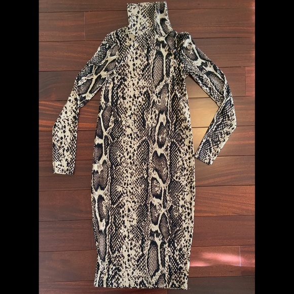 Zara Snakeskin Longsleeve Turtleneck Dress - Picture 1 of 5